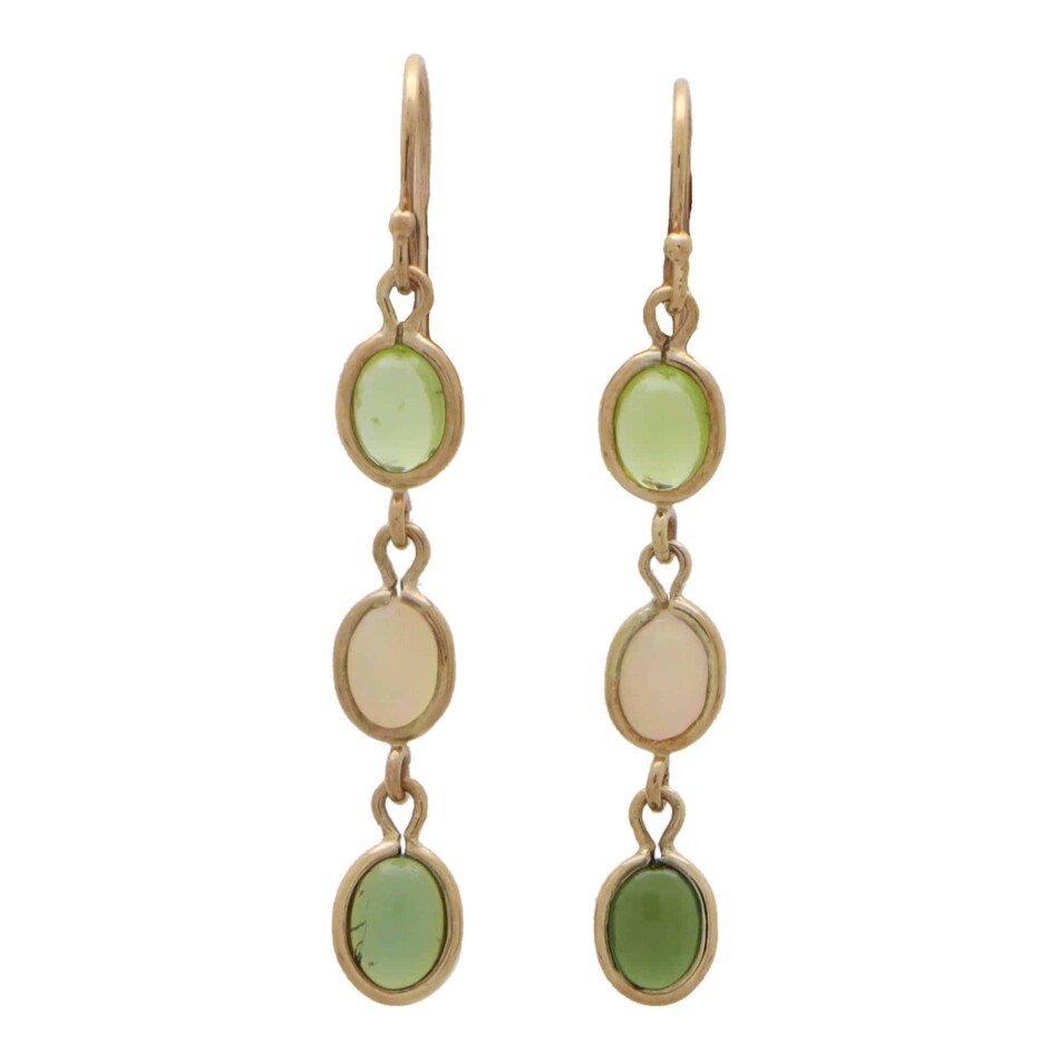 Vintage Opal and Peridot Drop Earrings