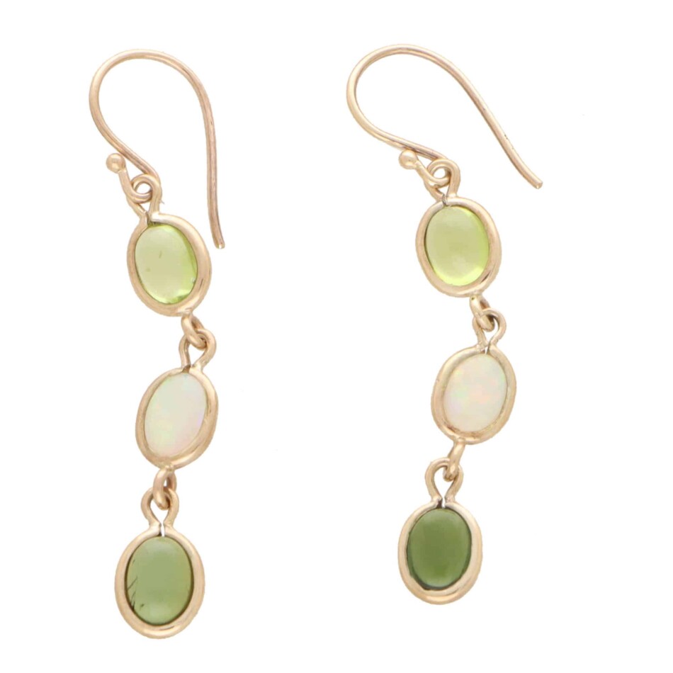 Vintage Opal and Peridot Drop Earrings