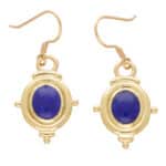 Vintage Etruscan Inspired Lapis Lazuli Drop Earrings