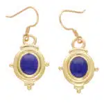 Vintage Etruscan Inspired Lapis Lazuli Drop Earrings