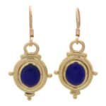 Vintage Etruscan Inspired Lapis Lazuli Drop Earrings
