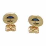 Vintage Etruscan Inspired Cabochon Blue Sapphire Stud Earrings
