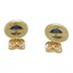 Vintage Etruscan Inspired Cabochon Blue Sapphire Stud Earrings