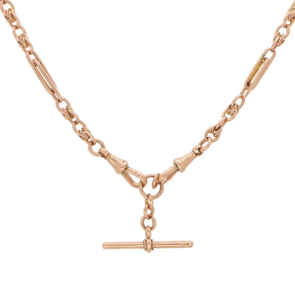 Vintage Albert Chain Necklace in 9k Rose Gold