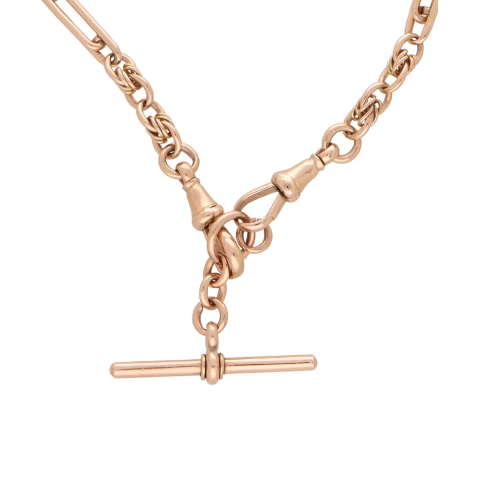 Vintage Albert Chain Necklace in 9k Rose Gold