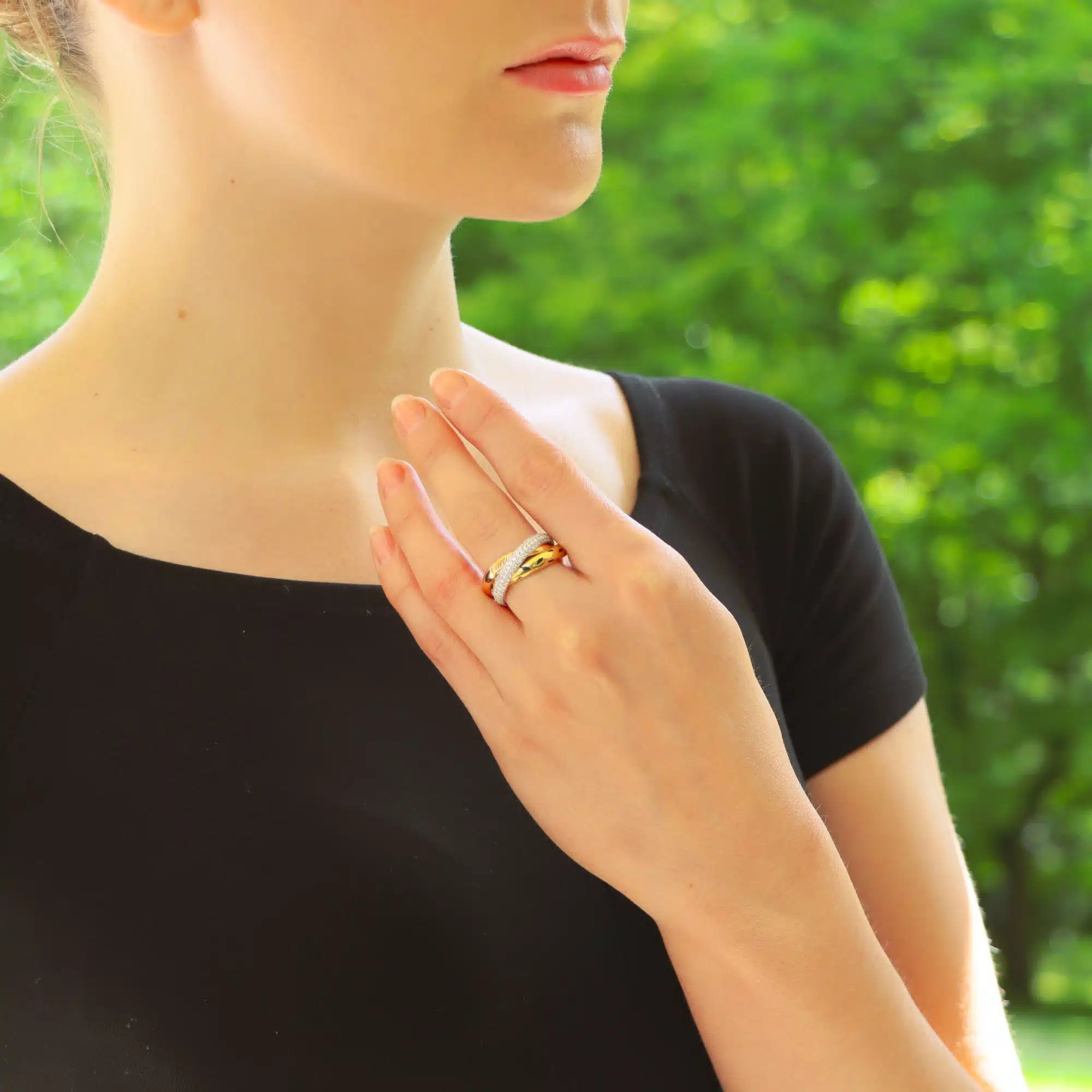 Vintage Cartier Diamond and Lacquer Trinity Ring