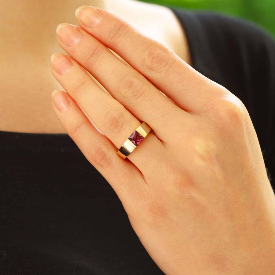 Vintage Cartier Pink Tourmaline Tank Ring
