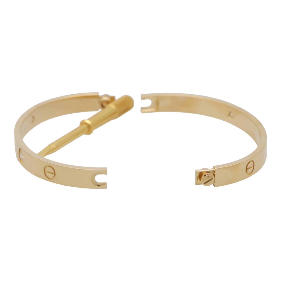 Vintage Cartier Four Diamond Love Bangle, Size 18