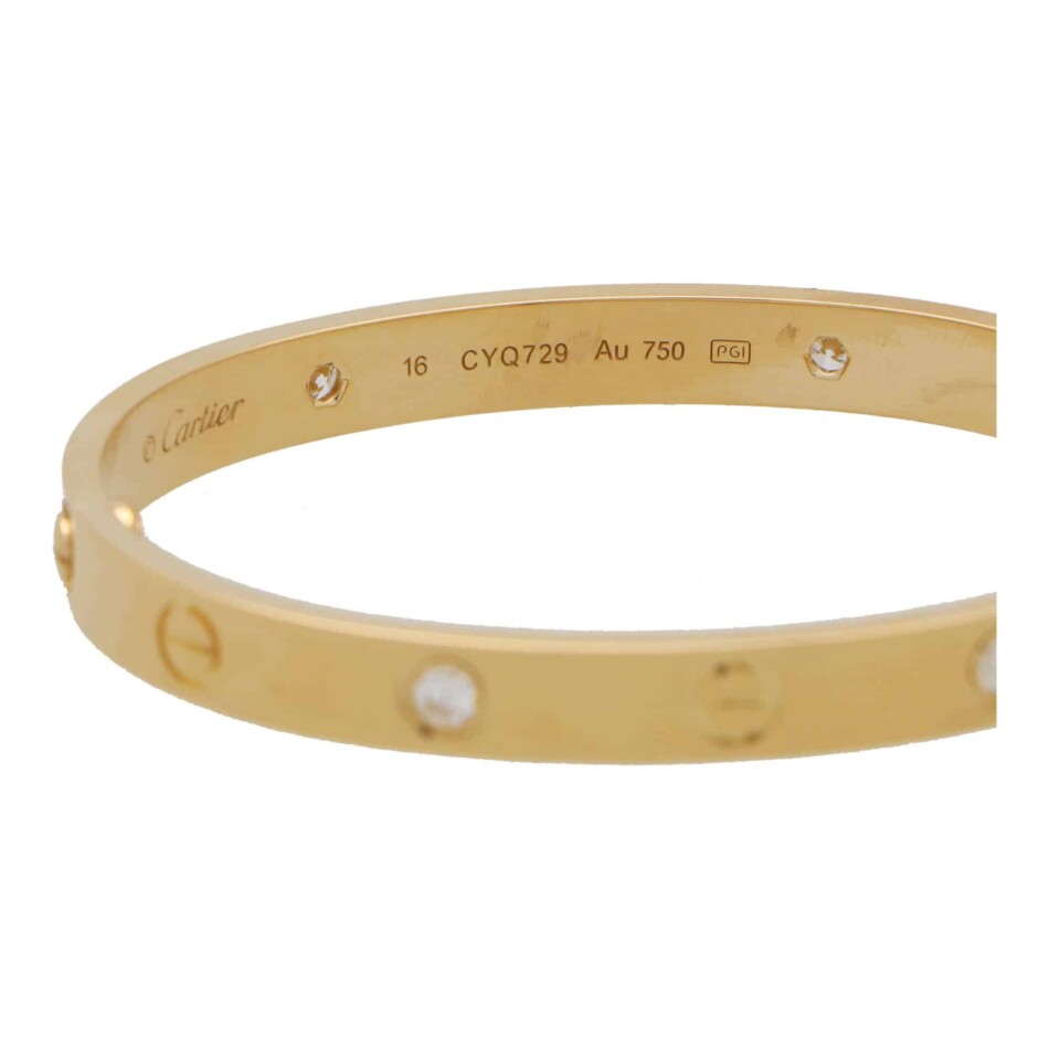 Vintage Cartier Four Diamond Love Bangle, Size16 2017
