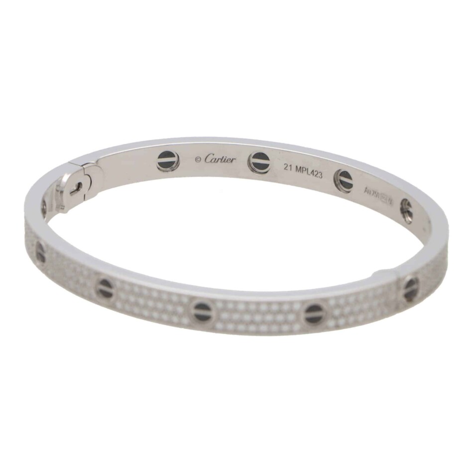 Vintage Cartier Ceramic and Diamond Paved Love Bangle 2021