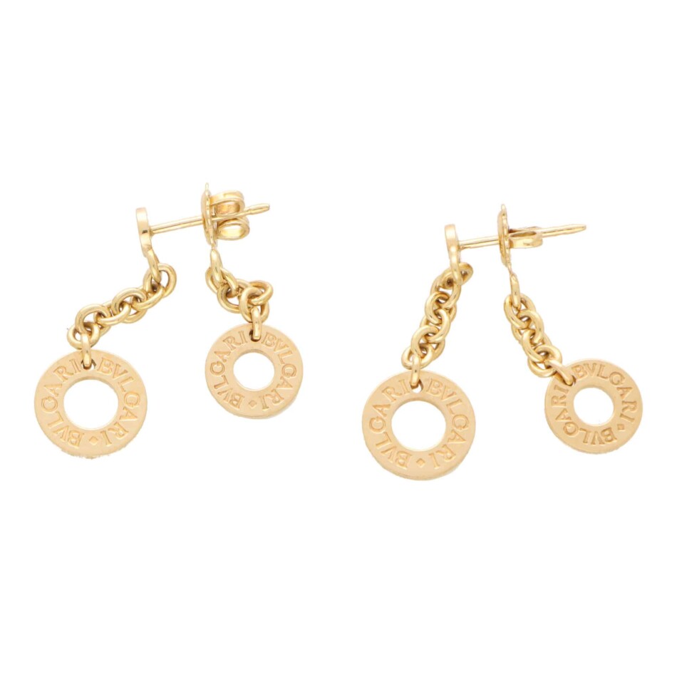 Vintage Bulgari Double Drop Logo Earrings