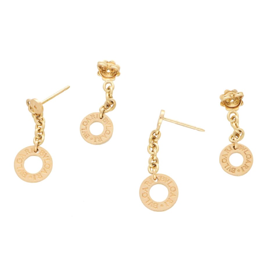 Vintage Bulgari Double Drop Logo Earrings