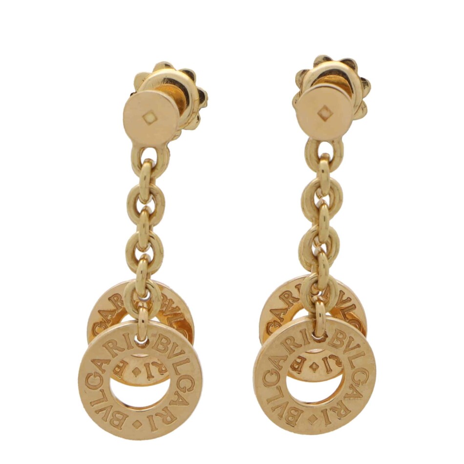 Vintage Bulgari Double Drop Logo Earrings