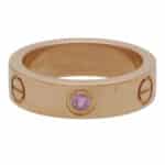 Vintage Cartier Pink Sapphire Love Ring in Rose Gold