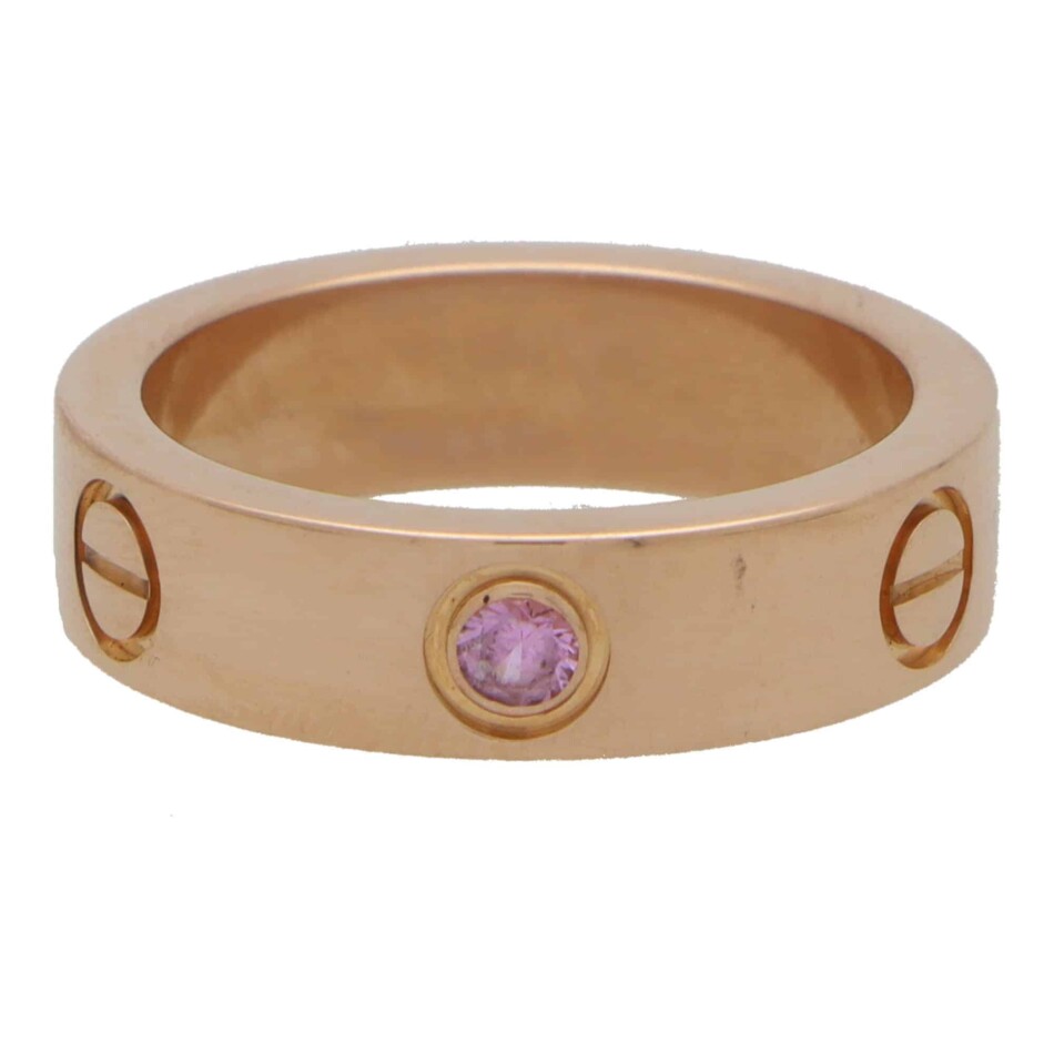 Vintage Cartier Pink Sapphire Love Ring in Rose Gold