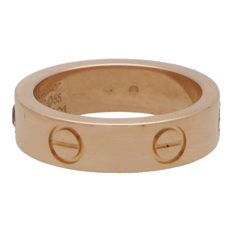 Vintage Cartier Pink Sapphire Love Ring in Rose Gold