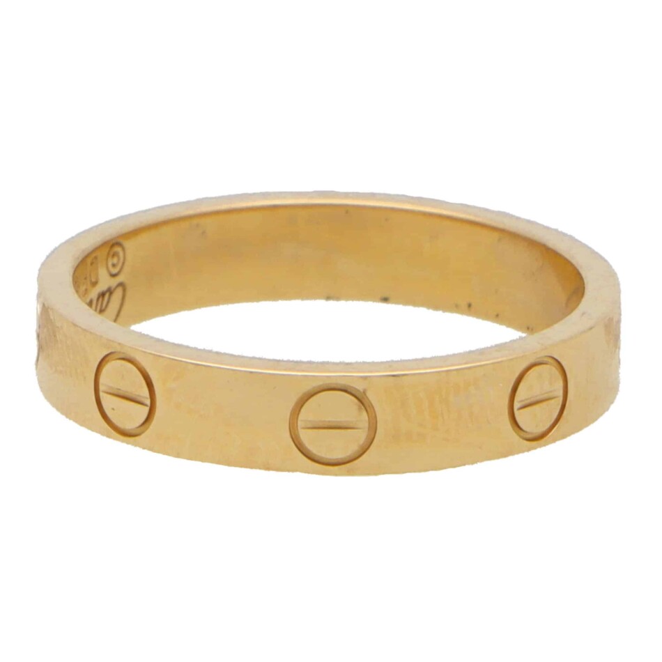 Vintage Cartier Mini Love Ring in Yellow Gold Size 53