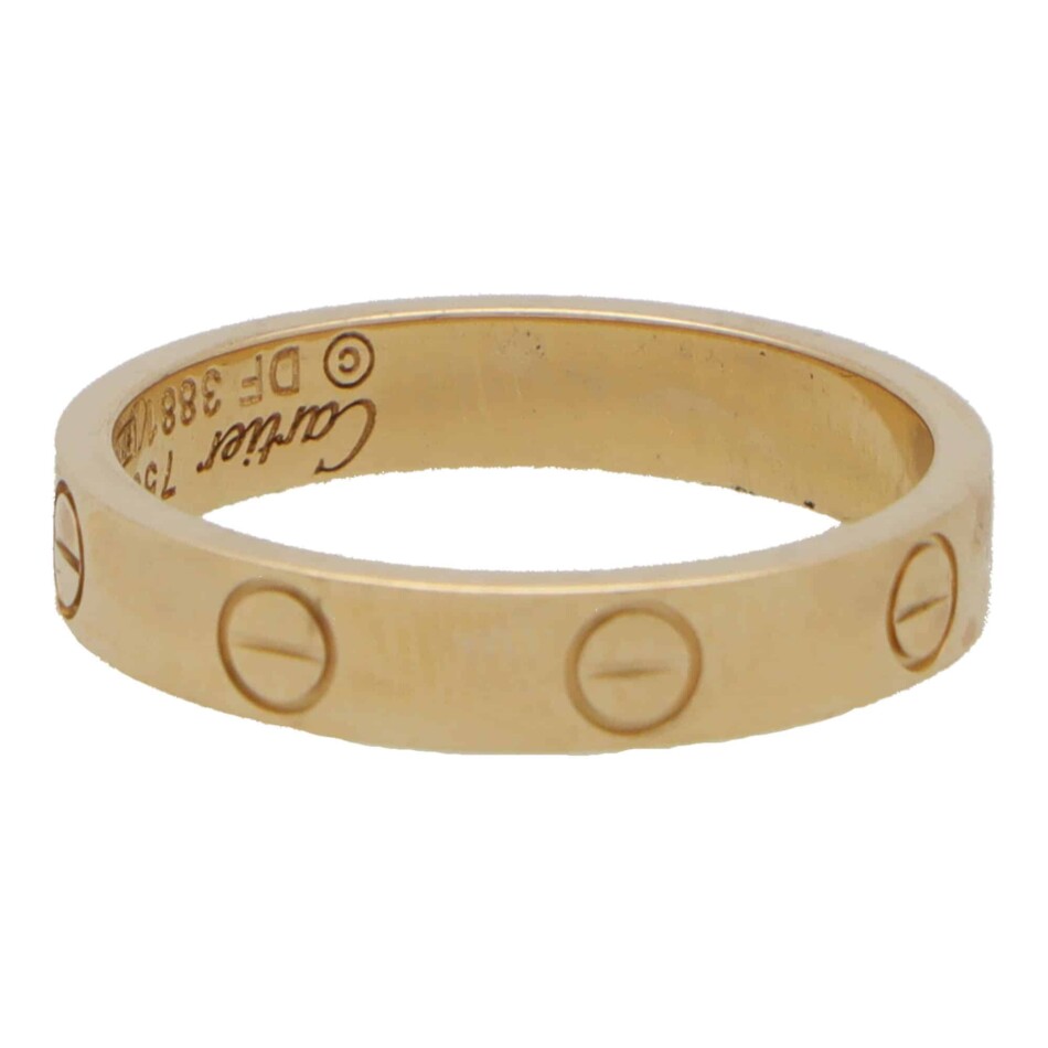 Vintage Cartier Mini Love Ring in Yellow Gold Size 53