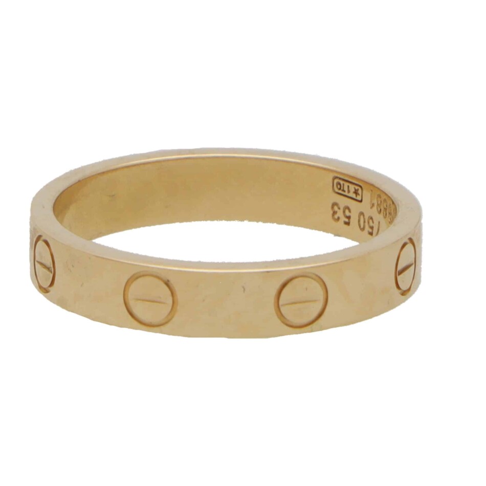 Vintage Cartier Mini Love Ring in Yellow Gold Size 53