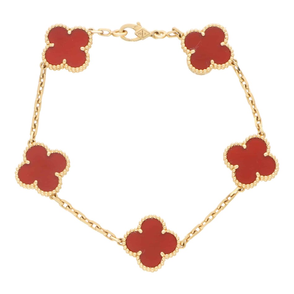 Vintage Van Cleef & Arpels Carnelian Alhambra Bracelet