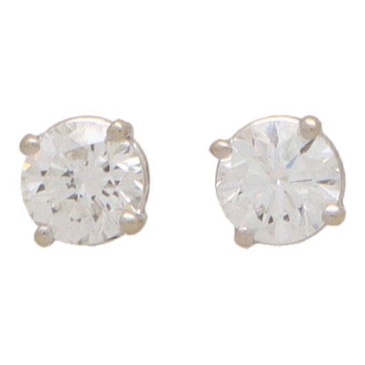 Vintage Round Brilliant Cut Diamond Solitaire Stud Earrings