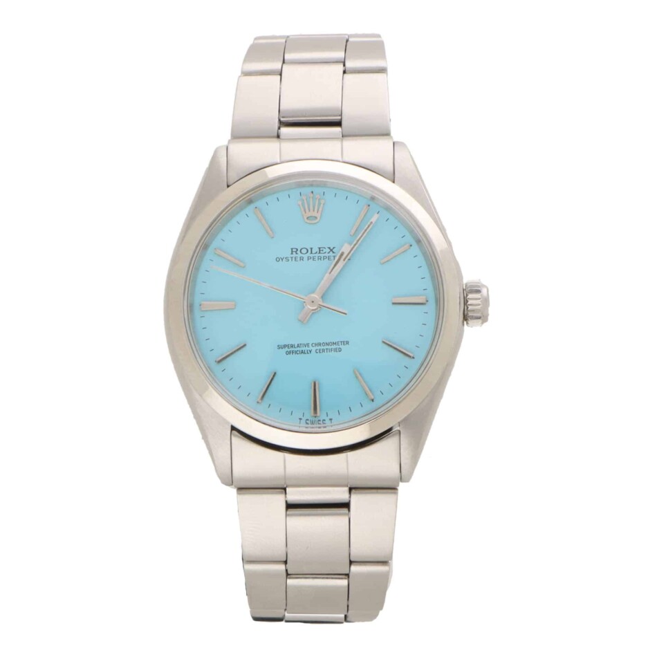 Vintage 1975 Blue Rolex Oyster Perpetual Watch
