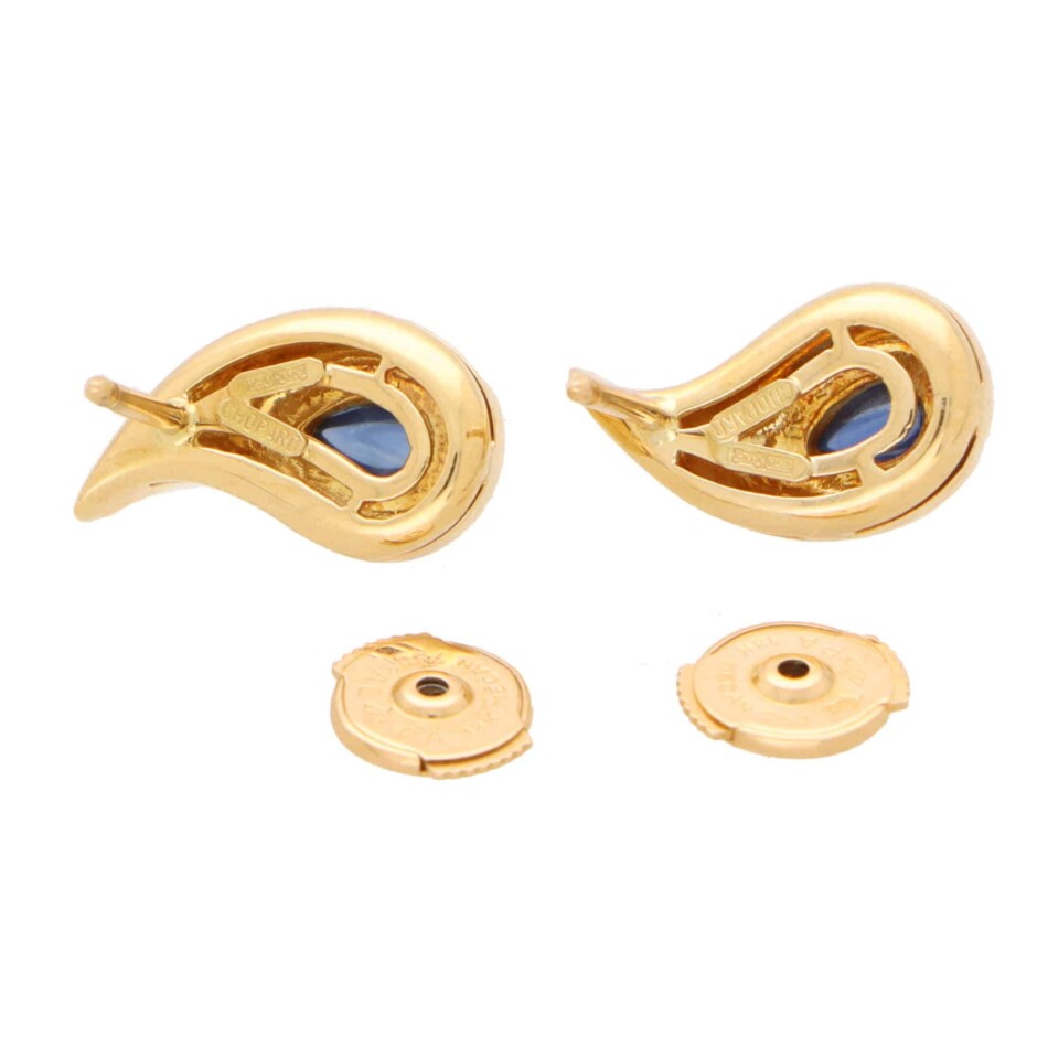 Vintage Chopard Teardrop Blue Sapphire Earrings