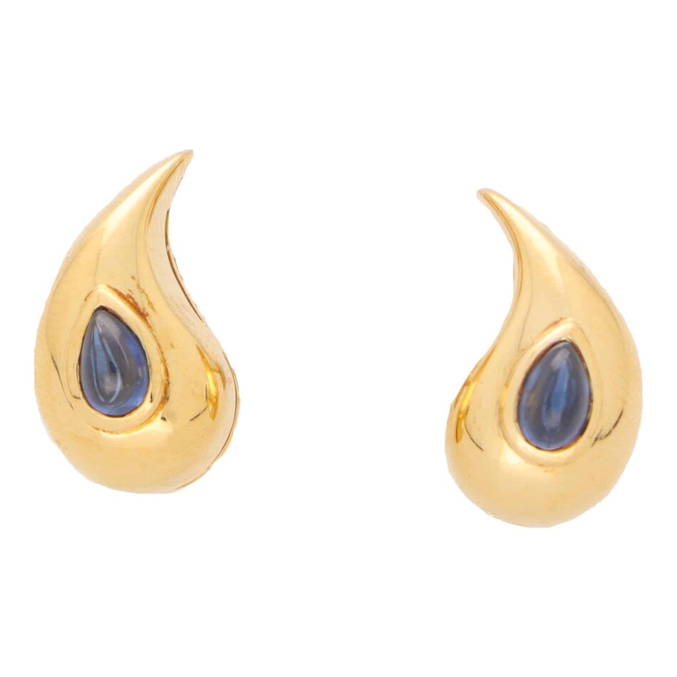 Vintage Chopard Teardrop Blue Sapphire Earrings