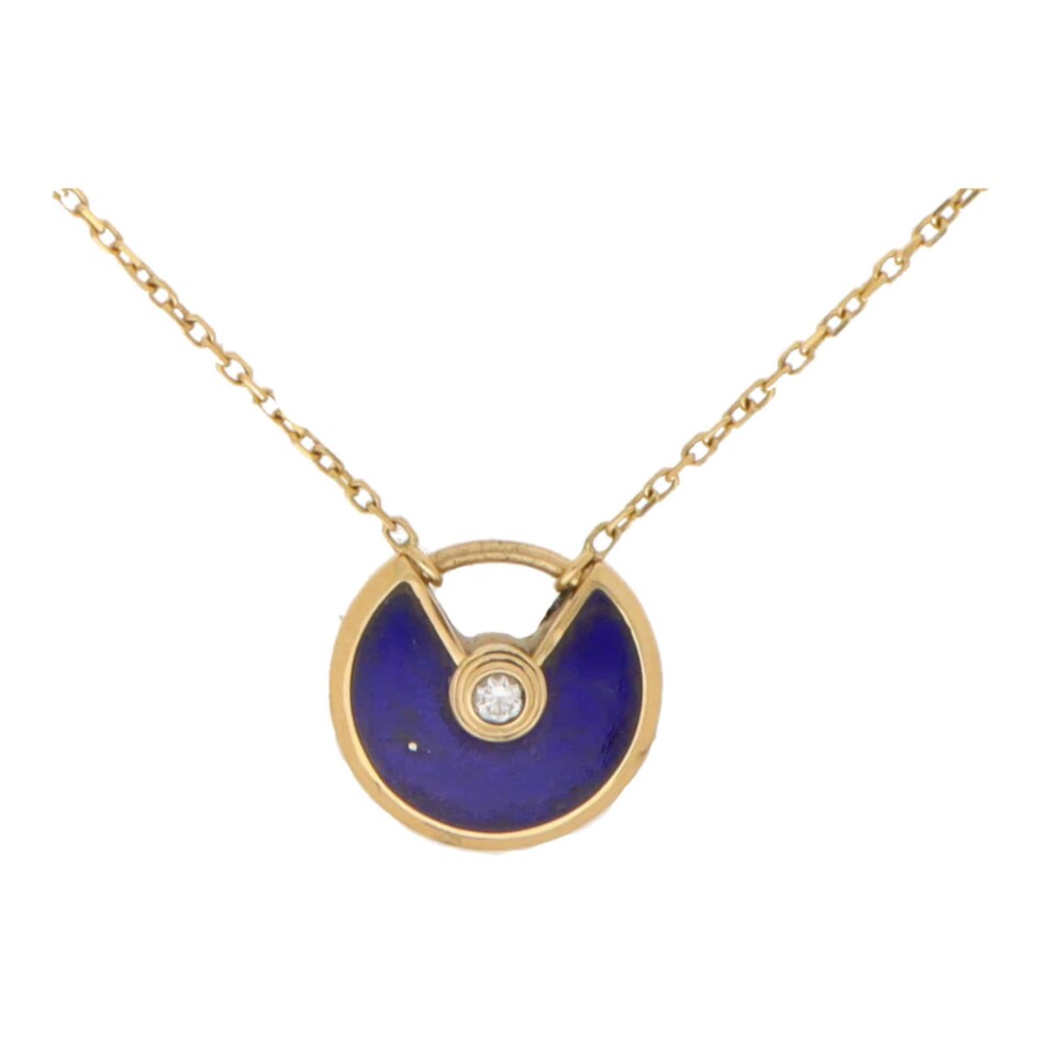 Vintage Amulette de Cartier XS Lapis and Diamond Necklace