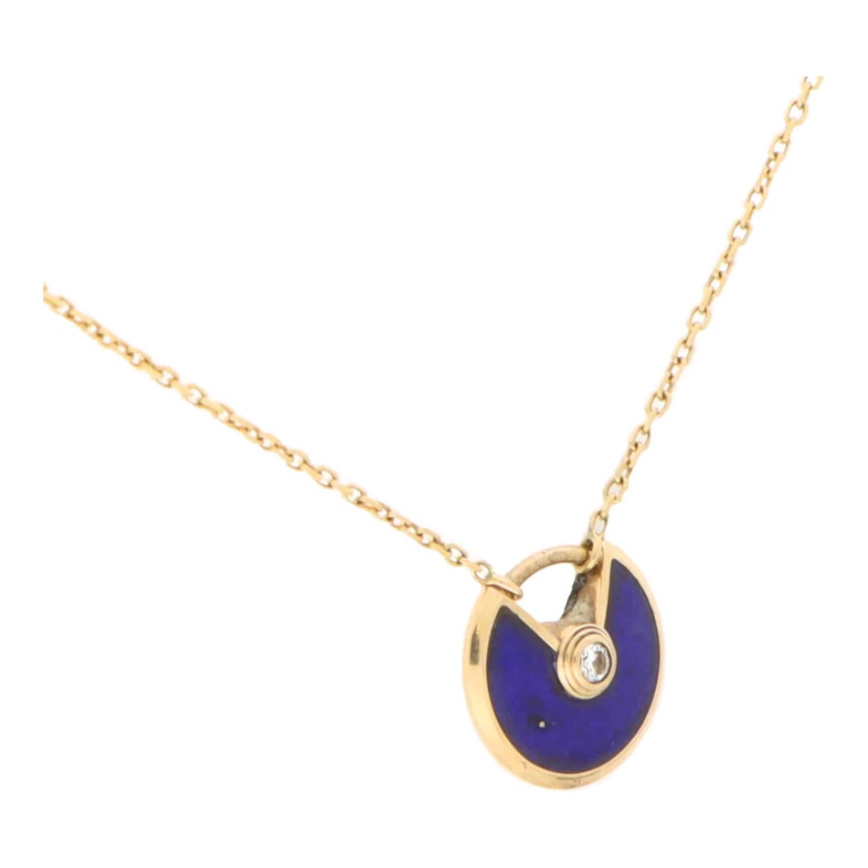 Vintage Amulette de Cartier XS Lapis and Diamond Necklace