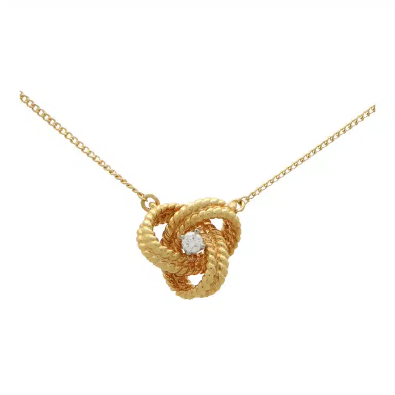 Vintage Tiffany & Co. Diamond Knot Pendant Necklace