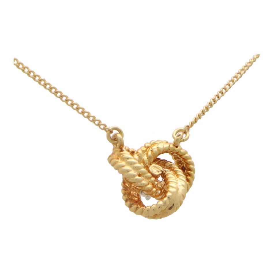 Vintage Tiffany & Co. Diamond Knot Pendant Necklace