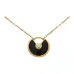 Vintage Amulette de Cartier XS Onyx and Diamond Necklace