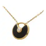 Vintage Amulette de Cartier XS Onyx and Diamond Necklace