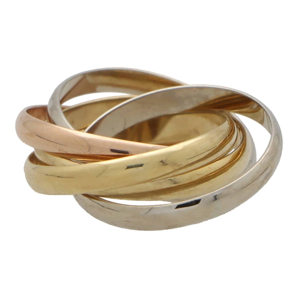 Vintage Les Must De Cartier Five Row Trinity Ring, Size 53