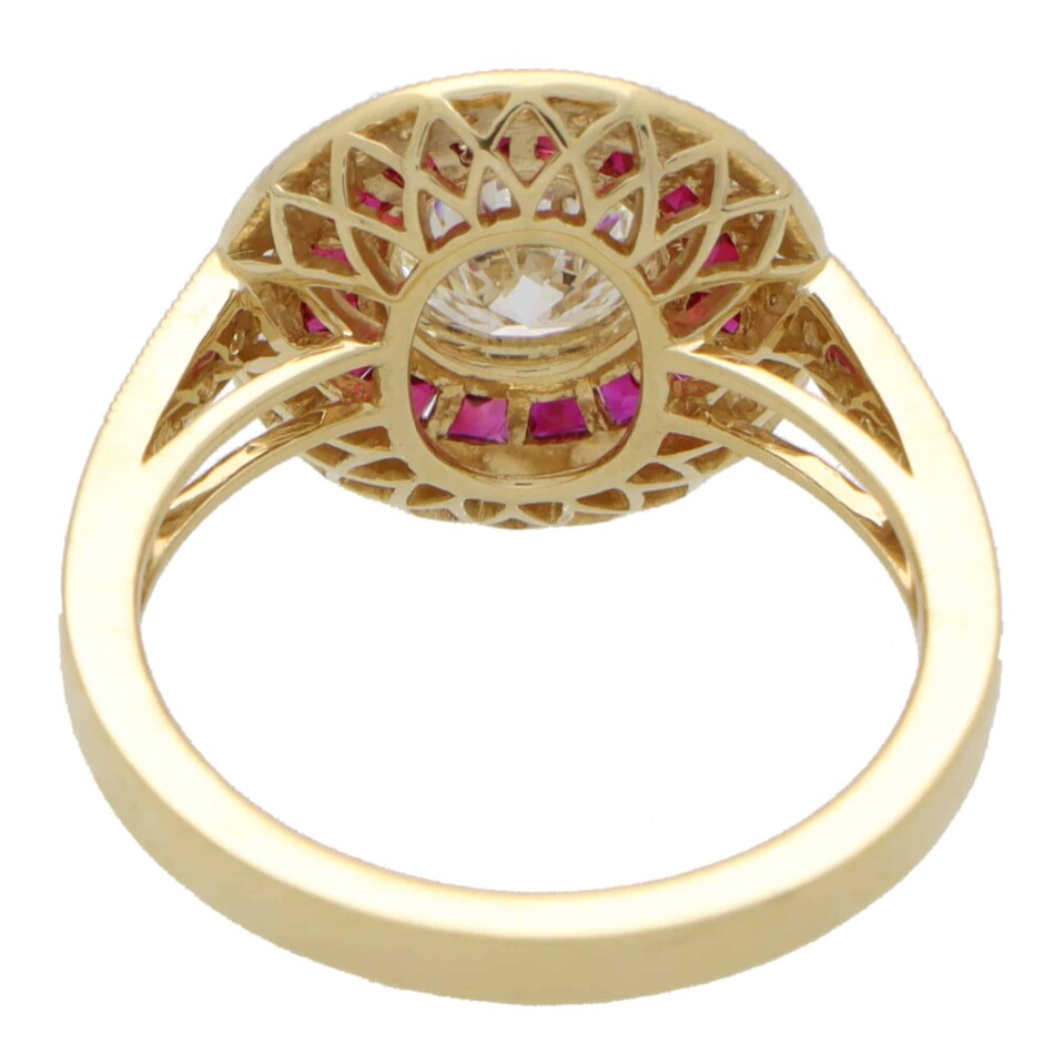 Art Deco Inspired Ruby and Diamond Target Ring