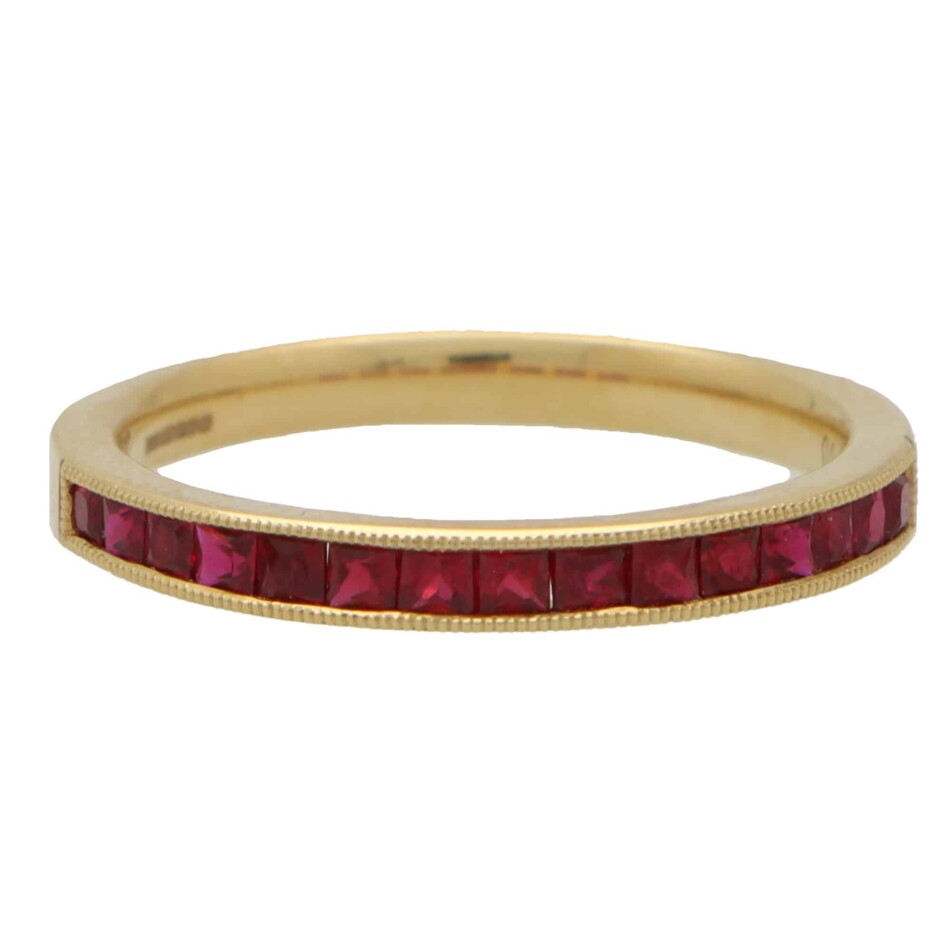 Vintage Channel Set Ruby Half Eternity Ring