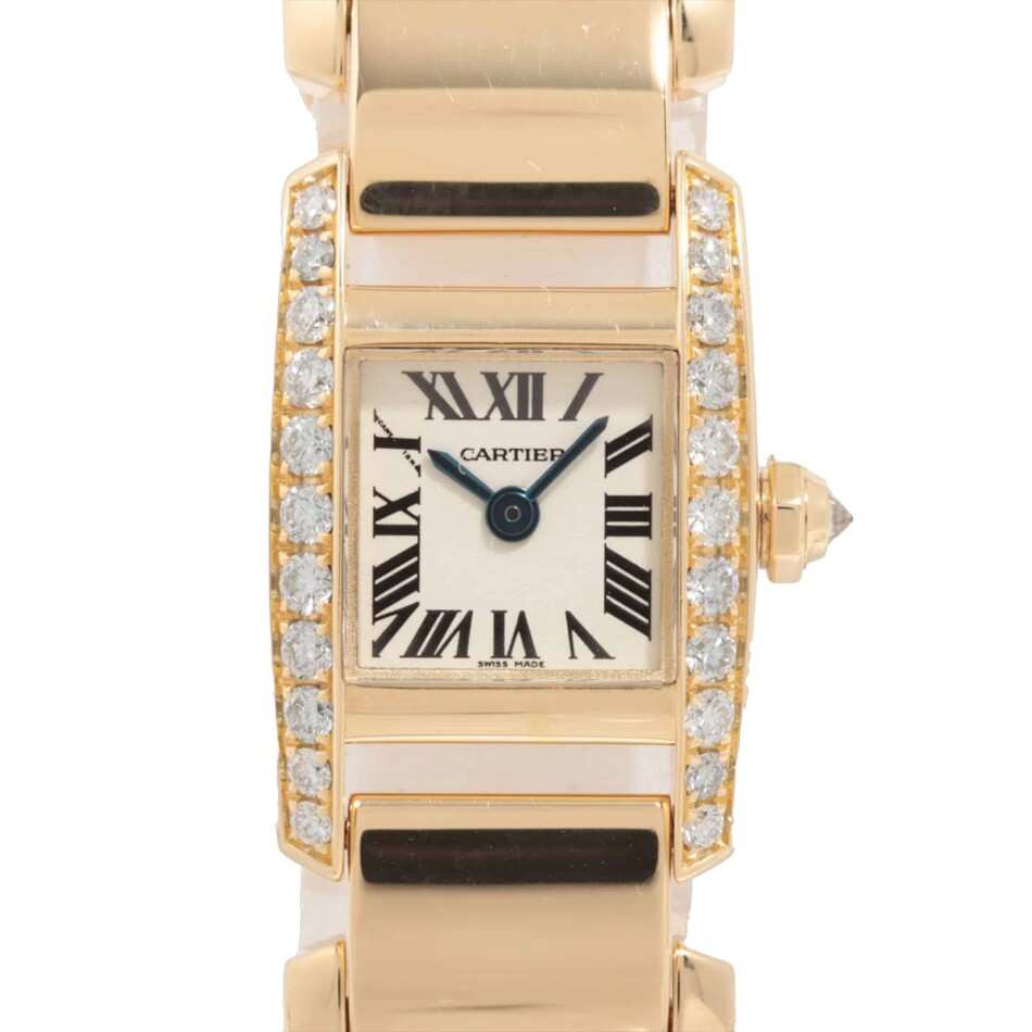 Vintage Cartier Diamond Tankissime Yellow Gold Watch
