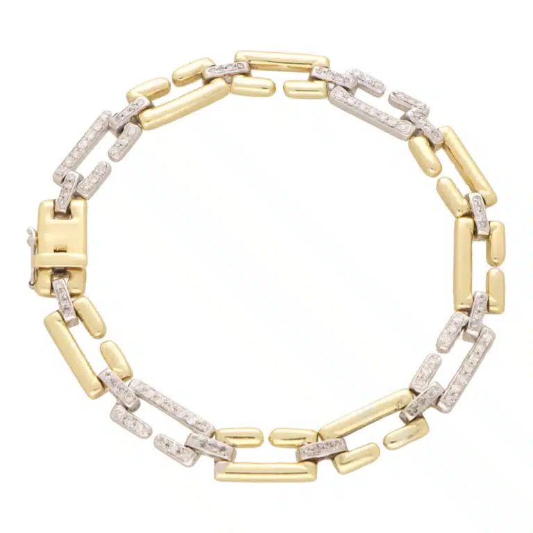 Vintage Cartier Diamond Wanda Bracelet in Yellow and White Gold