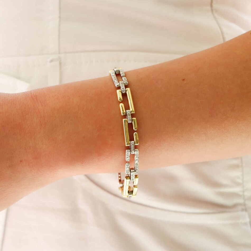 Vintage Cartier Diamond Wanda Bracelet in Yellow and White Gold