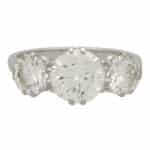Vintage Three Stone Diamond Ring in Platinum