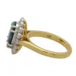 Contemporary Black Opal and Diamond Cluster Ring