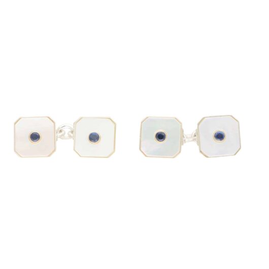 Blue Sapphire and Mother of Pearl Octagonal Shirt Studs