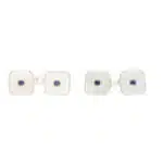 Blue Sapphire and Mother of Pearl Octagonal Cufflinks