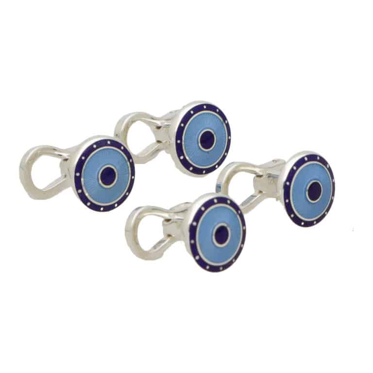 Blue Enamel Circular Shirt Studs