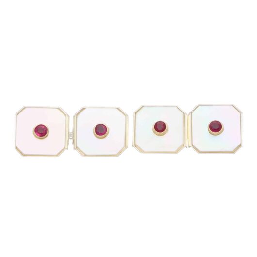 Ruby and Mother of Pearl Octagonal Shirt Studs