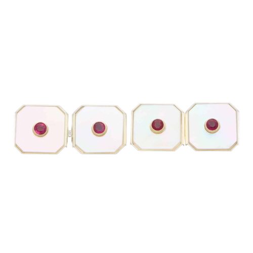 Ruby, Mother of Pearl and Octagonal Cufflinks