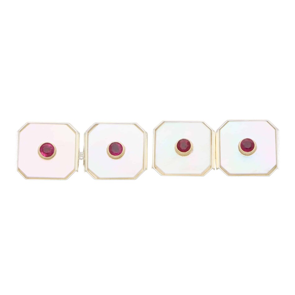 Ruby, Mother of Pearl and Octagonal Cufflinks
