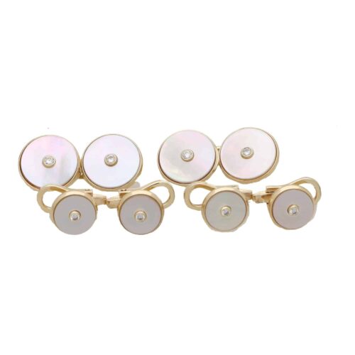 Diamond and Mother of Pearl Circular Cufflinks