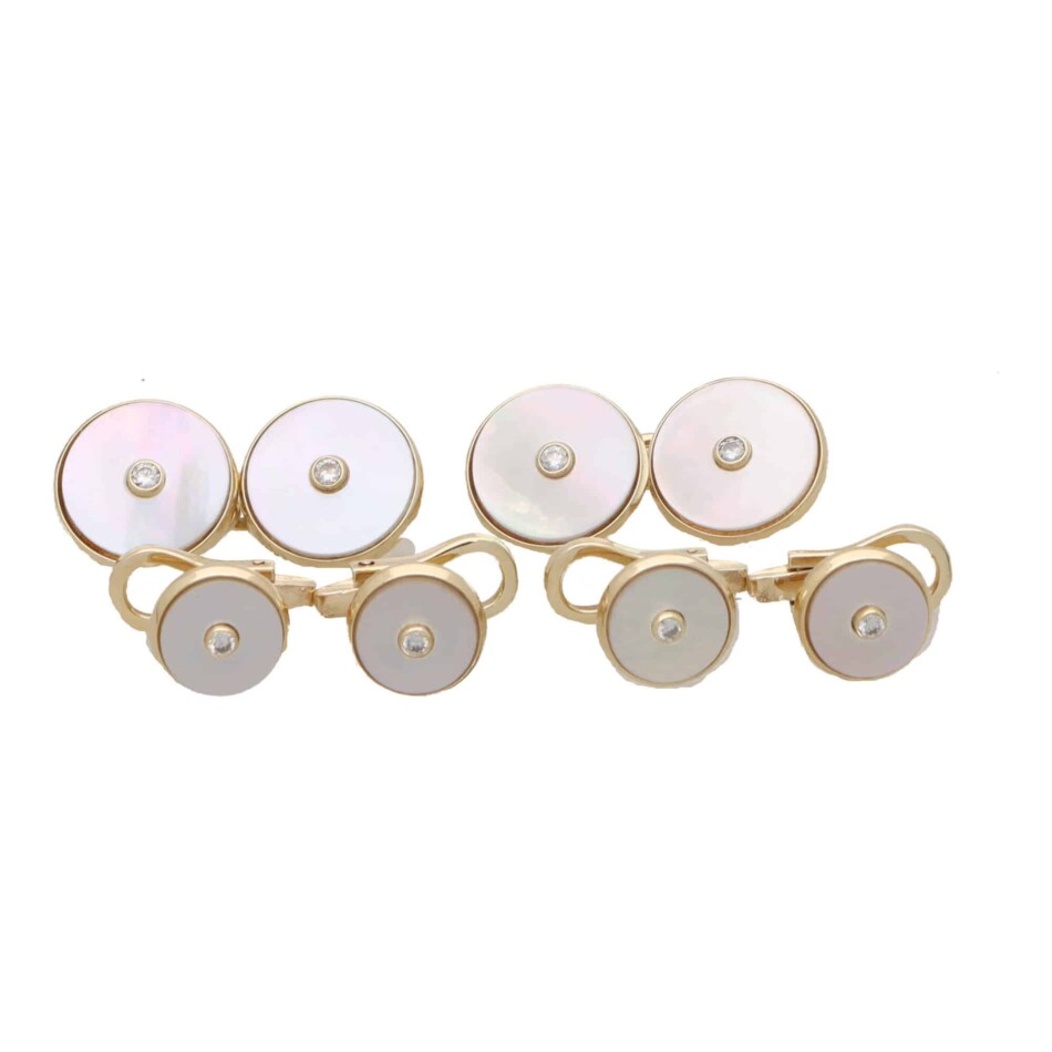 Diamond and Mother of Pearl Circular Cufflinks